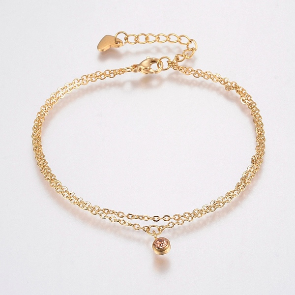 PandaHall 304 Stainless Steel Cable Chain Bracelets, Multi-strand Bracelets, with Rhinestone, Lobster Claw Clasps, Flat Round, Golden, Light..., Pink
PandaHall 304 Stainless Steel Cable Chain Bracelets, Multi-strand Bracelets, with Rhinestone, Lobster Claw Clasps, Flat Round, Golden, Light..., Pink