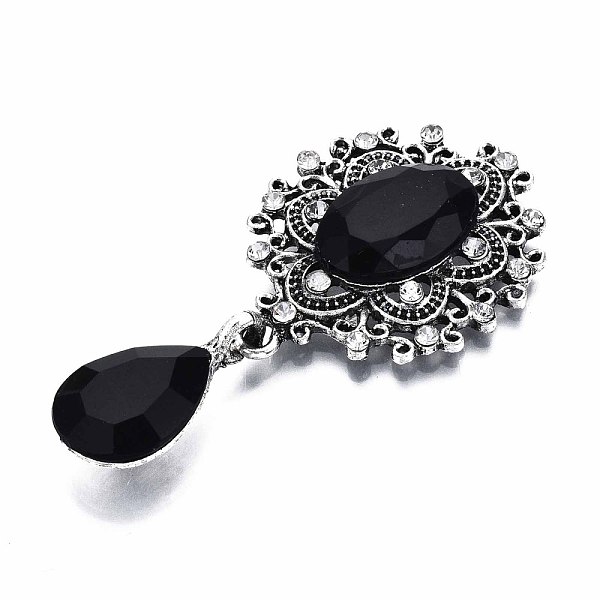 PandaHall Alloy Flat Back Cabochons, with Acrylic Rhinestones, Oval and Teardrop, Antique Silver, Faceted, Black, 59x29x6mm Acrylic...
PandaHall Alloy Flat Back Cabochons, with Acrylic Rhinestones, Oval and Teardrop, Antique Silver, Faceted, Black, 59x29x6mm Acrylic...