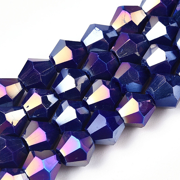 PandaHall Opaque Solid Color Electroplate Glass Beads Strands, AB Color Plated, Faceted, Bicone, Midnight Blue, 6x5.5mm, Hole: 1mm, about...
PandaHall Opaque Solid Color Electroplate Glass Beads Strands, AB Color Plated, Faceted, Bicone, Midnight Blue, 6x5.5mm, Hole: 1mm, about...