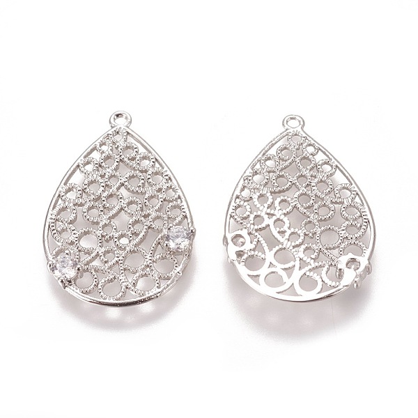 PandaHall Brass Micro Pave Cubic Zirconia Pendants, Filigree Findings, Nickel Free, teardrop, Real Platinum Plated, 25.5x17x1~2mm, Hole: 1mm..., Clear
PandaHall Brass Micro Pave Cubic Zirconia Pendants, Filigree Findings, Nickel Free, teardrop, Real Platinum Plated, 25.5x17x1~2mm, Hole: 1mm..., Clear