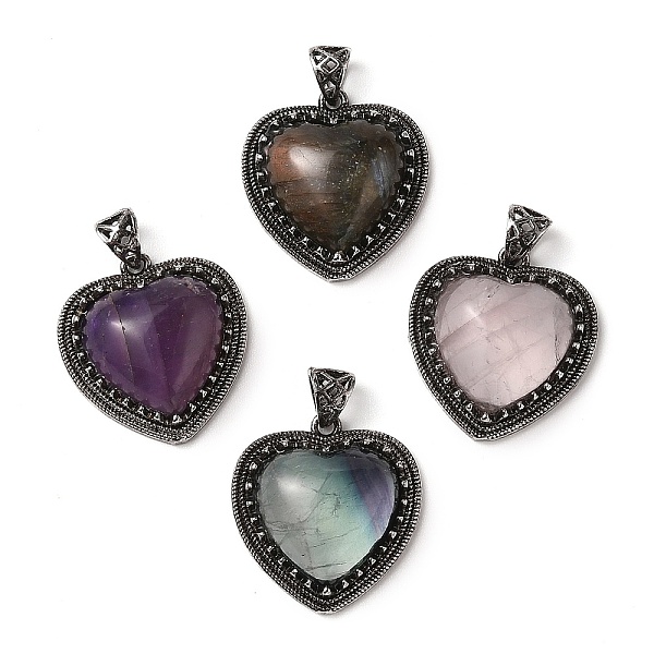 PandaHall Natural Mixed Stone Pendants, Heart Charms, with Rack Plating Antique Silver Tone Brass Findings, Cadmium Free & Lead Free...
PandaHall Natural Mixed Stone Pendants, Heart Charms, with Rack Plating Antique Silver Tone Brass Findings, Cadmium Free & Lead Free...