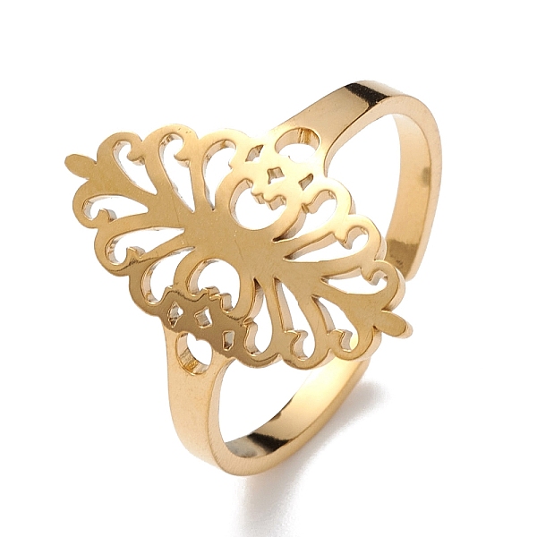 PandaHall Hollow Out Leaf 304 Stainless Steel Open Cuff Ring for Women, Golden, Inner Diameter: 18mm 304 Stainless Steel
PandaHall Hollow Out Leaf 304 Stainless Steel Open Cuff Ring for Women, Golden, Inner Diameter: 18mm 304 Stainless Steel