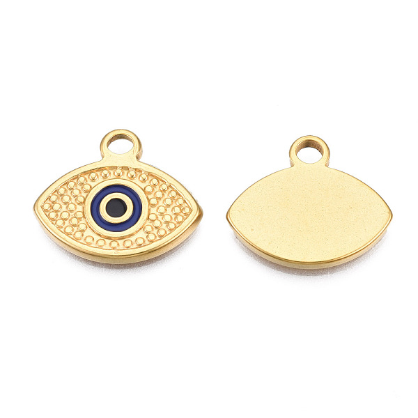 PandaHall 304 Stainless Steel Enamel Pendants, Real 18K Gold Plated, Evil Eye, Dark Blue, 17x20x2mm, Hole: 2.5mm Stainless Steel+Enamel Eye
PandaHall 304 Stainless Steel Enamel Pendants, Real 18K Gold Plated, Evil Eye, Dark Blue, 17x20x2mm, Hole: 2.5mm Stainless Steel+Enamel Eye