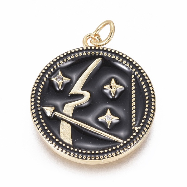 PandaHall Brass Micro Pave Cubic Zirconia Pendants, with Enamel and Jump Ring, Flat Round with Constellations, Golden, Sagittarius..., Clear
PandaHall Brass Micro Pave Cubic Zirconia Pendants, with Enamel and Jump Ring, Flat Round with Constellations, Golden, Sagittarius..., Clear