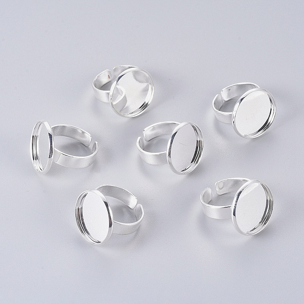 PandaHall Adjustable Brass Finger Rings Components, Pad Ring Base Findings, Flat Round, Silver Color Plated, 17mm, Tray: 18mm Brass
PandaHall Adjustable Brass Finger Rings Components, Pad Ring Base Findings, Flat Round, Silver Color Plated, 17mm, Tray: 18mm Brass