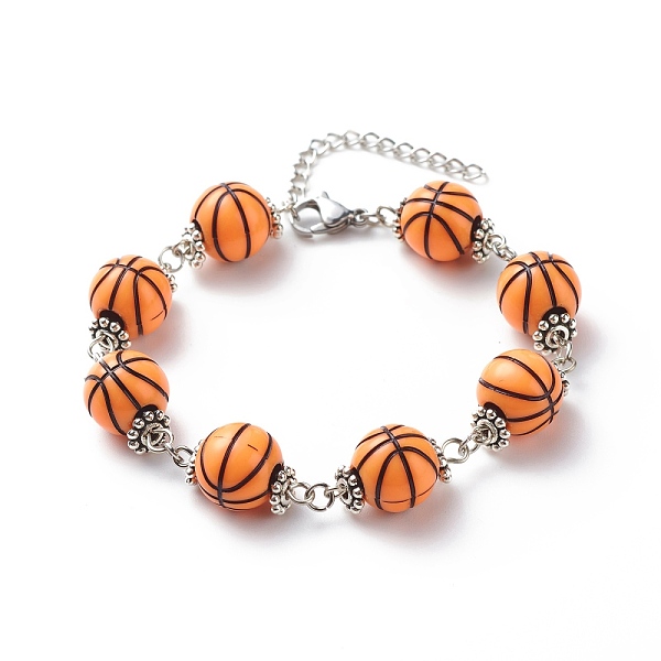 PandaHall Sport Ball Theme Acrylic Round Beaded Bracelet, 304 Stainless Steel Jewelry for Men Women, Platinum, Basketball Pattern, 7-1/4..., Red
PandaHall Sport Ball Theme Acrylic Round Beaded Bracelet, 304 Stainless Steel Jewelry for Men Women, Platinum, Basketball Pattern, 7-1/4..., Red