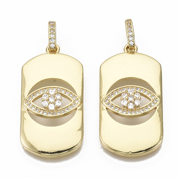 PandaHall Brass Micro Pave Cubic Zirconia Pendants, with Jump Rings, Nickel Free, Oval with Eye, Clear, Real 16K Gold Plated, 33x16.5x5mm...
PandaHall Brass Micro Pave Cubic Zirconia Pendants, with Jump Rings, Nickel Free, Oval with Eye, Clear, Real 16K Gold Plated, 33x16.5x5mm...