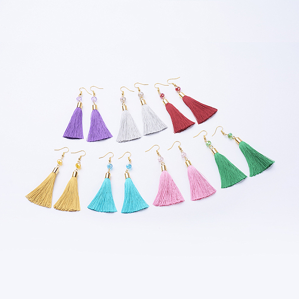 PandaHall Ice Silk Thread Tassel Dangle Earrings, with Glass Beads and Brass Earring Hooks, Golden, Mixed Color, 93mm, Pin: 0.6mm, Pendant..., Multicolor
PandaHall Ice Silk Thread Tassel Dangle Earrings, with Glass Beads and Brass Earring Hooks, Golden, Mixed Color, 93mm, Pin: 0.6mm, Pendant..., Multicolor