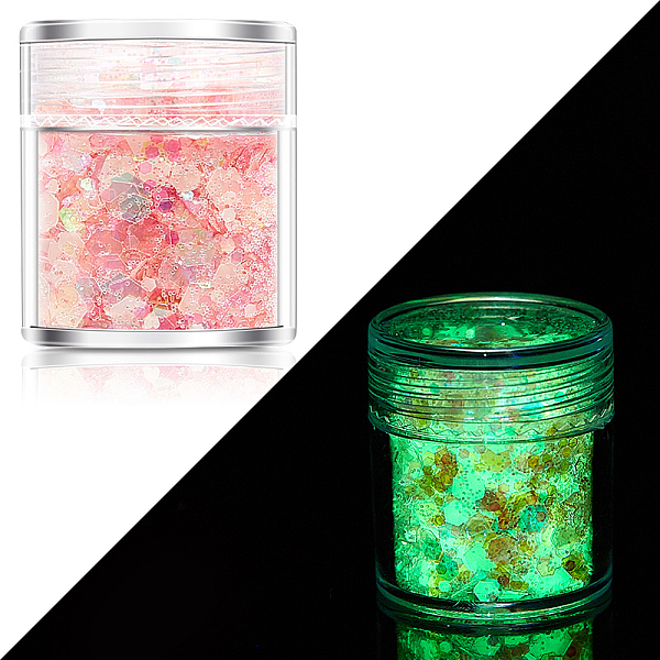 PandaHall Luminous Nail Art Glitter Powder, Starry Sky Effect, Shiny Nail Decoration, Glow in the Dark, Pink, 1~3mm Plastic Others Pink
PandaHall Luminous Nail Art Glitter Powder, Starry Sky Effect, Shiny Nail Decoration, Glow in the Dark, Pink, 1~3mm Plastic Others Pink