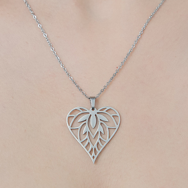 PandaHall 201 Stainless Steel Hollow Heart Pendant Necklace, Stainless Steel Color, 17.72 inch(45cm) 201 Stainless Steel Heart
PandaHall 201 Stainless Steel Hollow Heart Pendant Necklace, Stainless Steel Color, 17.72 inch(45cm) 201 Stainless Steel Heart