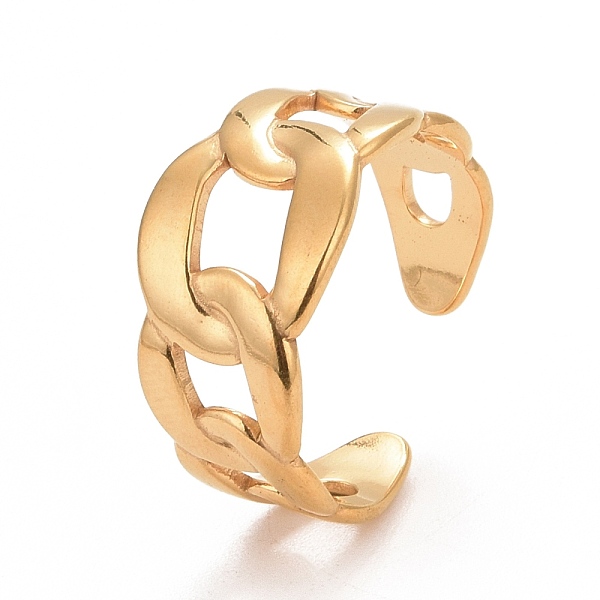 PandaHall Ion Plating(IP) 304 Stainless Steel Curb Chain Shape Cuff Ring for Women, Golden, US Size 8 1/2(18.5mm) 304 Stainless Steel
PandaHall Ion Plating(IP) 304 Stainless Steel Curb Chain Shape Cuff Ring for Women, Golden, US Size 8 1/2(18.5mm) 304 Stainless Steel