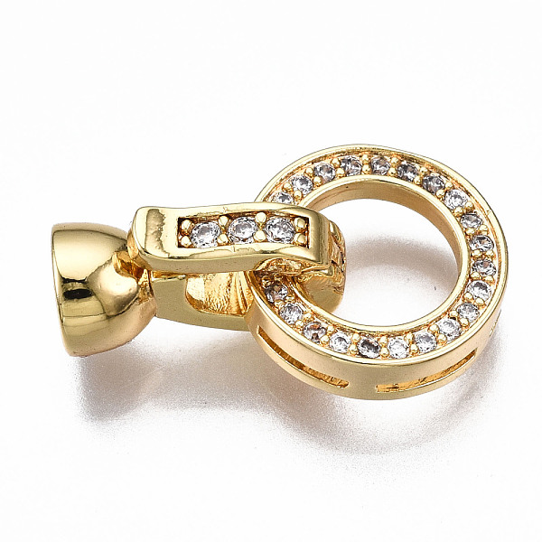 PandaHall Brass Micro Pave Clear Cubic Zirconia Fold Over Clasps, Nickel Free, Oval, Real 18K Gold Plated, 21mm long, Ring: 12mm In Diameter...
PandaHall Brass Micro Pave Clear Cubic Zirconia Fold Over Clasps, Nickel Free, Oval, Real 18K Gold Plated, 21mm long, Ring: 12mm In Diameter...