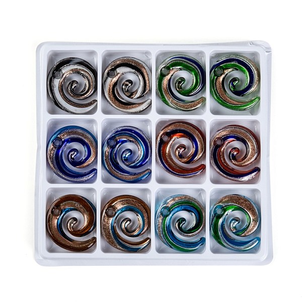 PandaHall Handmade Silver Foil Lampwork Pendants, with Gold Sand, Round, Mixed Color, 49x46x6mm, Hole: 5mm, 12pcs/box Silver Foil Round..., Multicolor
PandaHall Handmade Silver Foil Lampwork Pendants, with Gold Sand, Round, Mixed Color, 49x46x6mm, Hole: 5mm, 12pcs/box Silver Foil Round..., Multicolor