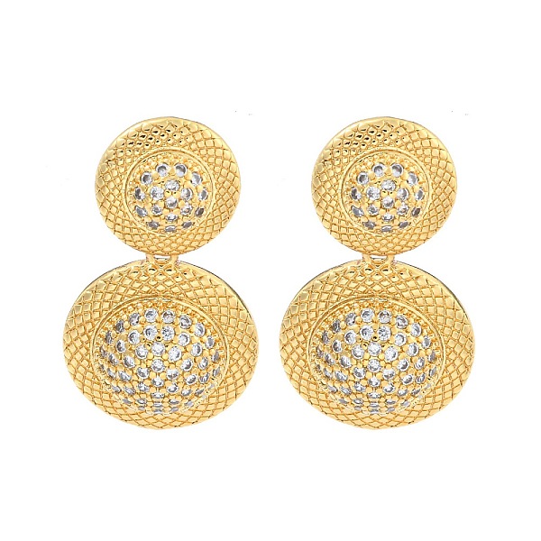 PandaHall Flat Round Brass Pave Clear Cubic Zirconia Dangle Earrings, Real 16K Gold Plated, 30.5x17mm Brass Flat Round Clear
PandaHall Flat Round Brass Pave Clear Cubic Zirconia Dangle Earrings, Real 16K Gold Plated, 30.5x17mm Brass Flat Round Clear