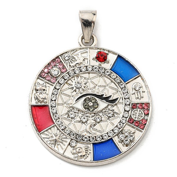 PandaHall Rack Plating Alloy Enamel Pendants, with Glass Rhinestone, Lead Free & Cadmium Free, Flat Round with Eye Charm, Platinum...
PandaHall Rack Plating Alloy Enamel Pendants, with Glass Rhinestone, Lead Free & Cadmium Free, Flat Round with Eye Charm, Platinum...