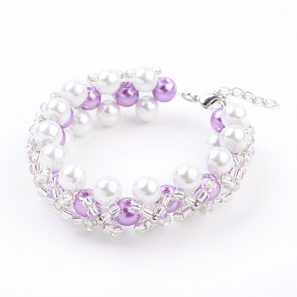 PandaHall (Jewelry Parties Factory Sale)Pearlized Glass Round Beads Bracelets, with 6/0 Glass Seed Beads and Brass Findings, Platinum..., Purple
PandaHall (Jewelry Parties Factory Sale)Pearlized Glass Round Beads Bracelets, with 6/0 Glass Seed Beads and Brass Findings, Platinum..., Purple