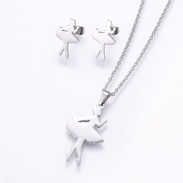 PandaHall 304 Stainless Steel Jewelry Sets, Stud Earrings and Pendant Necklaces, Dancer, Stainless Steel Color, Necklace: 17.7 inch(45cm)...
PandaHall 304 Stainless Steel Jewelry Sets, Stud Earrings and Pendant Necklaces, Dancer, Stainless Steel Color, Necklace: 17.7 inch(45cm)...