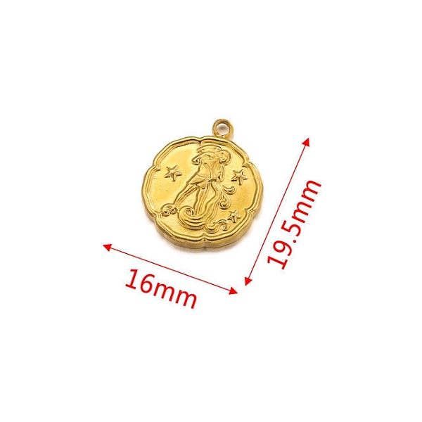PandaHall Stainless Steel Pendant, Golden, Flat Round with Constellation Charm, Aquarius, 19.5x16mm Stainless Steel Aquarius
PandaHall Stainless Steel Pendant, Golden, Flat Round with Constellation Charm, Aquarius, 19.5x16mm Stainless Steel Aquarius