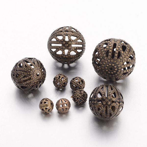 PandaHall Iron Filigree Beads, Filigree Ball, Nickel Free, Round, Antique Bronze Color, Size: about 6~16mm in diameter, 6~15mm thick, hole...
PandaHall Iron Filigree Beads, Filigree Ball, Nickel Free, Round, Antique Bronze Color, Size: about 6~16mm in diameter, 6~15mm thick, hole...