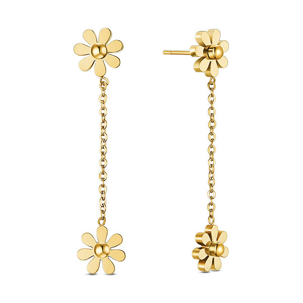 PandaHall SHEGRACE Titanium Steel Dangle Stud Earrings, with Chains, Daisy Flower, Golden, 8mm Titanium Steel
PandaHall SHEGRACE Titanium Steel Dangle Stud Earrings, with Chains, Daisy Flower, Golden, 8mm Titanium Steel