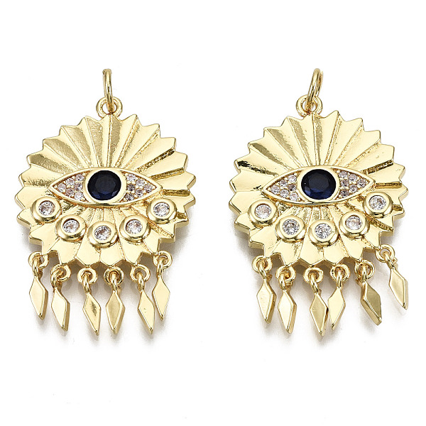 PandaHall Brass Micro Pave Clear Cubic Zirconia Pendants, with Jump Rings, Nickel Free, Flower with Eye, with Rhombus Charms, Real 16K Gold...
PandaHall Brass Micro Pave Clear Cubic Zirconia Pendants, with Jump Rings, Nickel Free, Flower with Eye, with Rhombus Charms, Real 16K Gold...