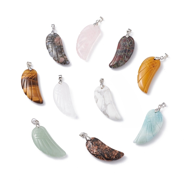 PandaHall Natural & Synthetic Mixed Stone Pendants, with Platinum Plated Brass Loops, Wing, 36x15~16.6x6.5~7.7mm, Hole: 5x4mm Mixed Stone...
PandaHall Natural & Synthetic Mixed Stone Pendants, with Platinum Plated Brass Loops, Wing, 36x15~16.6x6.5~7.7mm, Hole: 5x4mm Mixed Stone...