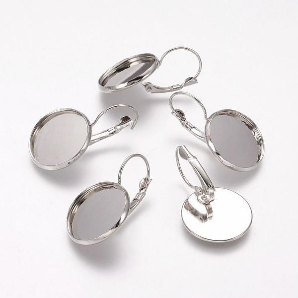 PandaHall Brass Leverback Earring Findings, Round, Platinum, 20mm wide, 32mm long, Tray: 18mm, Pin: 0.8mm Brass
PandaHall Brass Leverback Earring Findings, Round, Platinum, 20mm wide, 32mm long, Tray: 18mm, Pin: 0.8mm Brass