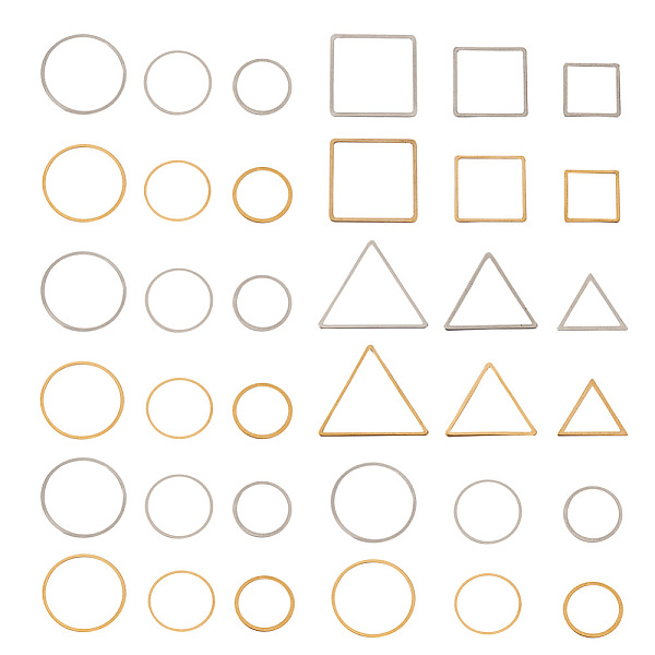 PandaHall Craftdady 72Pcs 18 Style 304 Stainless Steel Linking Ring, Square/Ring/Triangle, Mixed Shape, Mixed Color, 20x20x0.8mm, 4pcs/color...
PandaHall Craftdady 72Pcs 18 Style 304 Stainless Steel Linking Ring, Square/Ring/Triangle, Mixed Shape, Mixed Color, 20x20x0.8mm, 4pcs/color...