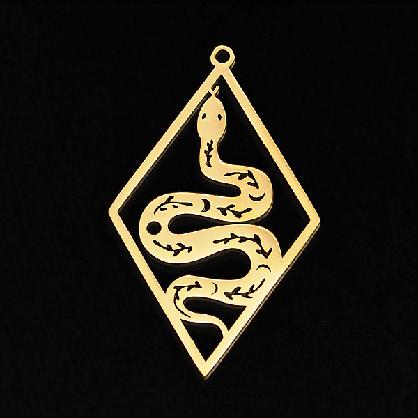 PandaHall Vacuum Plating 201 Stainless Steel Pendants, Laser Cut, Rhombus with Snake, Golden, 41.5x25x1mm, Hole: 1.5mm 201 Stainless Steel...
PandaHall Vacuum Plating 201 Stainless Steel Pendants, Laser Cut, Rhombus with Snake, Golden, 41.5x25x1mm, Hole: 1.5mm 201 Stainless Steel...