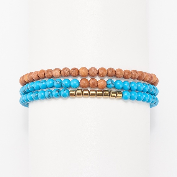 PandaHall 3Pcs 3 Style Natural Wood & Synthetic Turquoise(Dyed) & Hematite Stretch Bracelets Set, Gemstone Jewelry for Women, Inner Diameter...
PandaHall 3Pcs 3 Style Natural Wood & Synthetic Turquoise(Dyed) & Hematite Stretch Bracelets Set, Gemstone Jewelry for Women, Inner Diameter...
