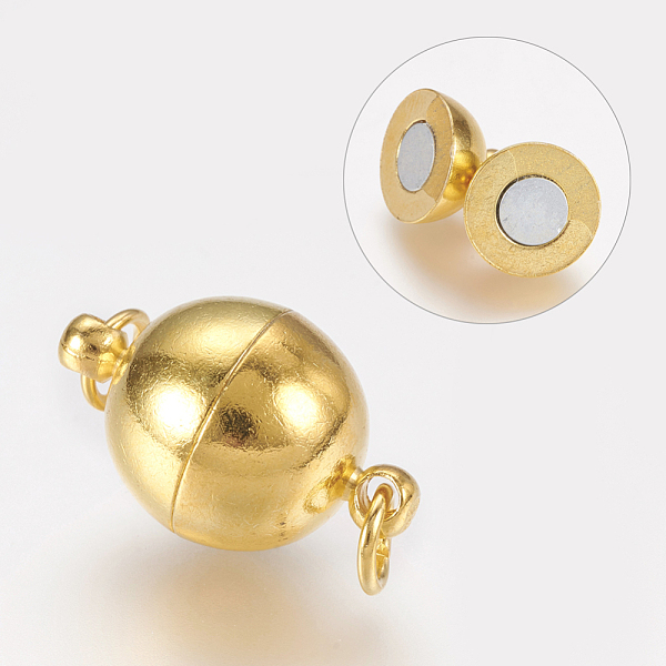 PandaHall Brass Magnetic Clasps with Loops, Nickel Free, Round, Golden, 16x10mm, Hole: 2mm Brass Round
PandaHall Brass Magnetic Clasps with Loops, Nickel Free, Round, Golden, 16x10mm, Hole: 2mm Brass Round
