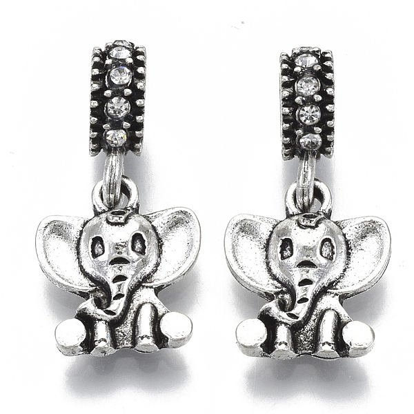 PandaHall Tibetan Style Alloy European Dangle Charms, with Crystal Rhinestone, Large Hole Pendants, Elephant, Antique Silver, 25mm, Hole..., Clear
PandaHall Tibetan Style Alloy European Dangle Charms, with Crystal Rhinestone, Large Hole Pendants, Elephant, Antique Silver, 25mm, Hole..., Clear