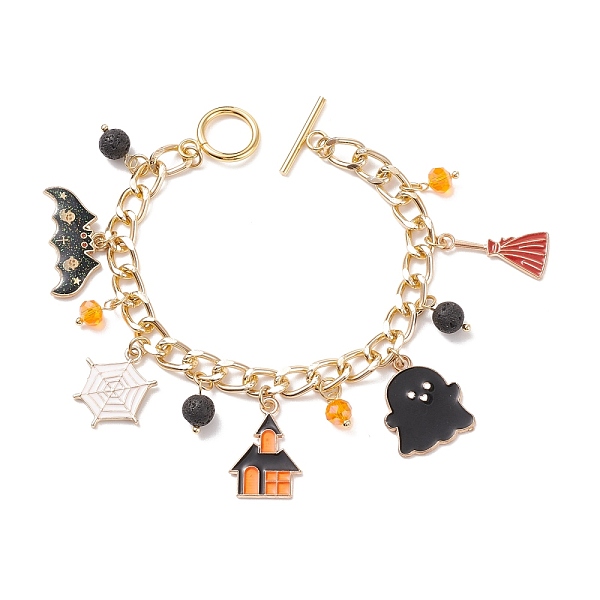 PandaHall Alloy Enamel Ghost & Bat & Broom & Natural Lava Rock Charm Bracelet, Halloween Jewelry for Women, Colorful, 7-1/2 inch(19.2cm)...
PandaHall Alloy Enamel Ghost & Bat & Broom & Natural Lava Rock Charm Bracelet, Halloween Jewelry for Women, Colorful, 7-1/2 inch(19.2cm)...