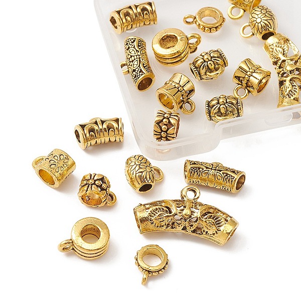 PandaHall 20Pcs 10 Style Tibetan Style Alloy Tube Bails, Loop Bails, Tube, Antique Golden, 9.5~15x7~13x3.5~7mm, Hole: 1.2~1.8mm, Inner...
PandaHall 20Pcs 10 Style Tibetan Style Alloy Tube Bails, Loop Bails, Tube, Antique Golden, 9.5~15x7~13x3.5~7mm, Hole: 1.2~1.8mm, Inner...