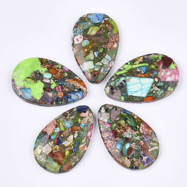 PandaHall Synthetic Gold Line Regalite/Imperial Jasper/Sea Sediment Jasper Pendants, Dyed, teardrop, Colorful, 48x30~30.5x7mm, Hole: 1.4mm...
PandaHall Synthetic Gold Line Regalite/Imperial Jasper/Sea Sediment Jasper Pendants, Dyed, teardrop, Colorful, 48x30~30.5x7mm, Hole: 1.4mm...