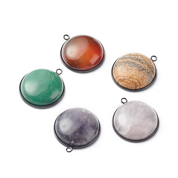 PandaHall Handmade Natural Mixed Gemstone Pendants, with Gunmetal 304 Stainless Steel Settings, Half Round, 24.5x21.5x7.5mm, Hole: 1.8mm...
PandaHall Handmade Natural Mixed Gemstone Pendants, with Gunmetal 304 Stainless Steel Settings, Half Round, 24.5x21.5x7.5mm, Hole: 1.8mm...