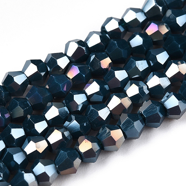 PandaHall Opaque Solid Color Electroplate Glass Beads Strands, AB Color Plated, Faceted, Bicone, Prussian Blue, 3x2.5mm, Hole: 0.7mm, about...
PandaHall Opaque Solid Color Electroplate Glass Beads Strands, AB Color Plated, Faceted, Bicone, Prussian Blue, 3x2.5mm, Hole: 0.7mm, about...
