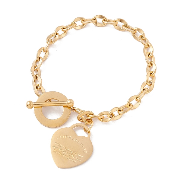 PandaHall Heart with Word Above All Else Charm Bracelet with Cable Chains, Ion Plating(IP) 304 Stainless Steel Jewelry for Women, Golden...
PandaHall Heart with Word Above All Else Charm Bracelet with Cable Chains, Ion Plating(IP) 304 Stainless Steel Jewelry for Women, Golden...