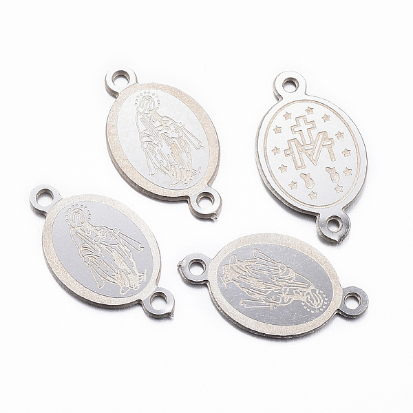 PandaHall 304 Stainless Steel Links connectors, Oval with Virgin Mary, Stainless Steel Color, 16x9x0.8mm, Hole: 1mm 304 Stainless Steel Oval
PandaHall 304 Stainless Steel Links connectors, Oval with Virgin Mary, Stainless Steel Color, 16x9x0.8mm, Hole: 1mm 304 Stainless Steel Oval