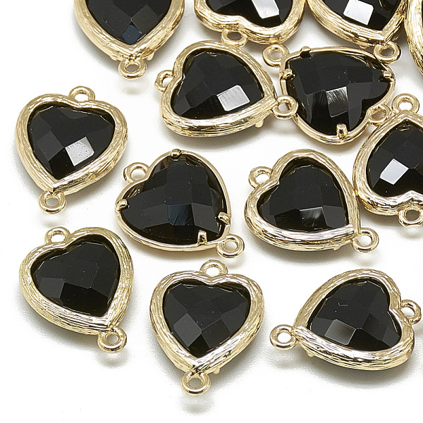 PandaHall Glass Links connectors, with Golden Tone Brass Findings, Faceted, Heart, Black, 15x10x3mm, Hole: 1mm Glass Heart Black
PandaHall Glass Links connectors, with Golden Tone Brass Findings, Faceted, Heart, Black, 15x10x3mm, Hole: 1mm Glass Heart Black