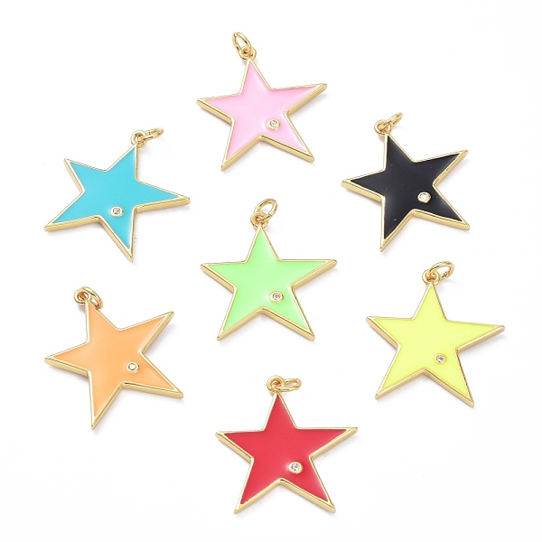 PandaHall Brass Micro Pave Cubic Zirconia Pendants, Real 18K Gold Plated, Long-Lasting Plated, with Enamel, Star, Mixed Color, 24x23x2mm..., Multicolor
PandaHall Brass Micro Pave Cubic Zirconia Pendants, Real 18K Gold Plated, Long-Lasting Plated, with Enamel, Star, Mixed Color, 24x23x2mm..., Multicolor