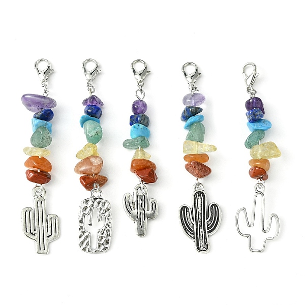 PandaHall Alloy Cactus Pendant Decoration, with Zinc Alloy Lobster Claw Clasps and Chakra Natural & Synthetic Mixed Gemstone Chips, Antique...
PandaHall Alloy Cactus Pendant Decoration, with Zinc Alloy Lobster Claw Clasps and Chakra Natural & Synthetic Mixed Gemstone Chips, Antique...