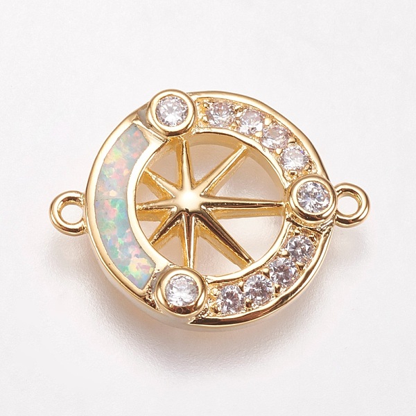 PandaHall Brass Micro Pave Cubic Zirconia Links, with Synthetic Opal, Flat Round with Star, Golden, Champagne Yellow, 13.5x17.5x2.5mm, Hole...
PandaHall Brass Micro Pave Cubic Zirconia Links, with Synthetic Opal, Flat Round with Star, Golden, Champagne Yellow, 13.5x17.5x2.5mm, Hole...