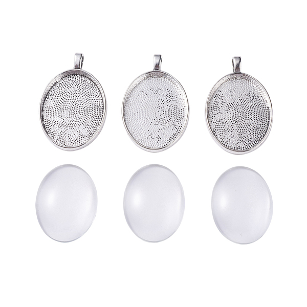 PandaHall DIY Pendant Making, with Alloy Pendant Cabochon Settings and Transparent Clear Oval Glass Cabochons, Antique Silver, 39x25x3mm...
PandaHall DIY Pendant Making, with Alloy Pendant Cabochon Settings and Transparent Clear Oval Glass Cabochons, Antique Silver, 39x25x3mm...