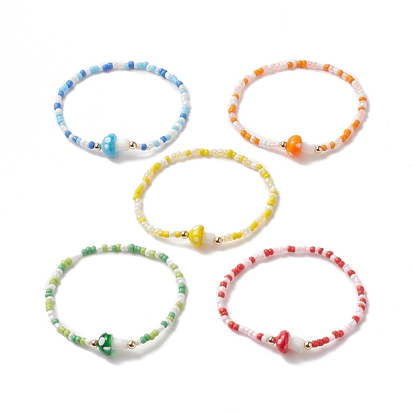 PandaHall Mushroom Lampwork & Glass Seed & Brass Beaded Stretch Bracelets for Women, Mixed Color, Inner Diameter: 2-1/4 inch(5.6cm) Lampwork..., Multicolor
PandaHall Mushroom Lampwork & Glass Seed & Brass Beaded Stretch Bracelets for Women, Mixed Color, Inner Diameter: 2-1/4 inch(5.6cm) Lampwork..., Multicolor