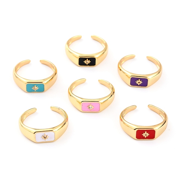 PandaHall Brass Micro Pave Clear Cubic Zirconia Cuff Rings, Open Rings, with Enamel, Rectangle with Star, Real 18K Gold Plated, Mixed Color..., Multicolor
PandaHall Brass Micro Pave Clear Cubic Zirconia Cuff Rings, Open Rings, with Enamel, Rectangle with Star, Real 18K Gold Plated, Mixed Color..., Multicolor