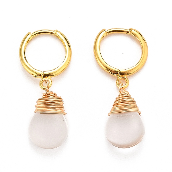 PandaHall Brass Huggie Hoop Earrings, with Baking Painted Glass Wire Wrapped Pendants, Teardrop, Golden, Clear, 34mm, Pin: 1mm Glass...
PandaHall Brass Huggie Hoop Earrings, with Baking Painted Glass Wire Wrapped Pendants, Teardrop, Golden, Clear, 34mm, Pin: 1mm Glass...