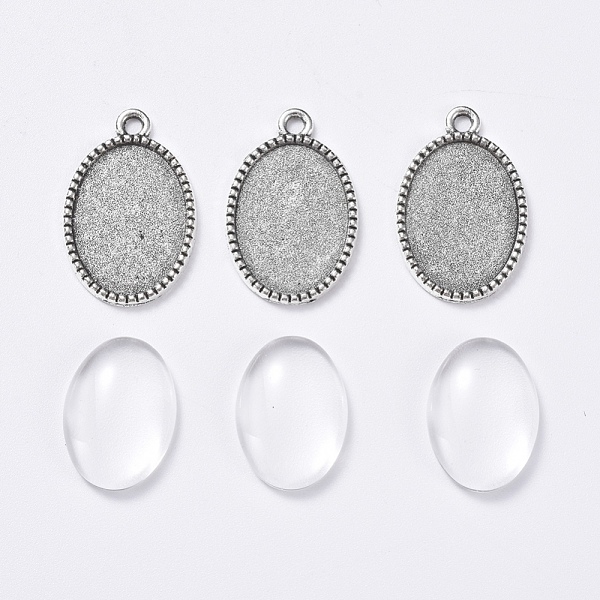 PandaHall DIY Pendant Making, with Tibetan Style Alloy Pendant Cabochon Settings and Transparent Oval Glass Cabochon, Antique Silver..., Clear
PandaHall DIY Pendant Making, with Tibetan Style Alloy Pendant Cabochon Settings and Transparent Oval Glass Cabochon, Antique Silver..., Clear