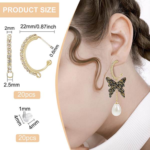 PandaHall BENECREAT Brass Glass Rhinestone Stud Earring Findings, Half Hoop Earring Findings, with Vertical Loops and Plastic Ear Nuts...
PandaHall BENECREAT Brass Glass Rhinestone Stud Earring Findings, Half Hoop Earring Findings, with Vertical Loops and Plastic Ear Nuts...