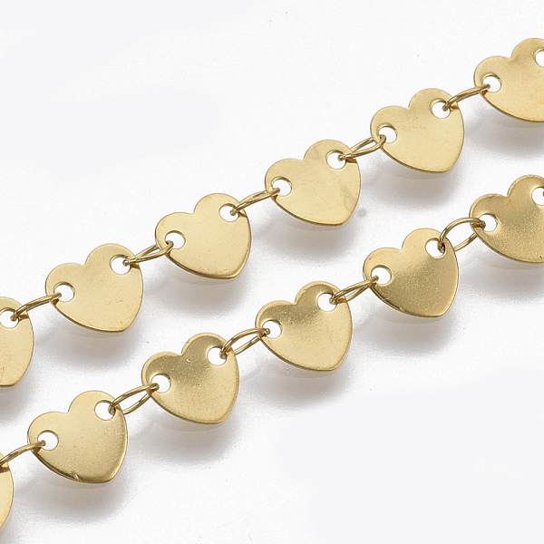 PandaHall 304 Stainless Steel Link Chains, Heart Sequin Chains, Soldered, Golden, heart: 6x6.5x0.3mm, link: 3.6x2.3x0.3mm, about 39.37 inch...
PandaHall 304 Stainless Steel Link Chains, Heart Sequin Chains, Soldered, Golden, heart: 6x6.5x0.3mm, link: 3.6x2.3x0.3mm, about 39.37 inch...